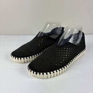 Isle Jacobson Shoes Black Suede Perforated Tulip Loafers Womens Size  US 9 EU 39